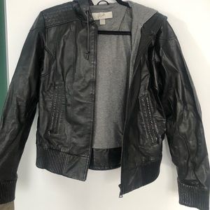Leather Hooded Jacket